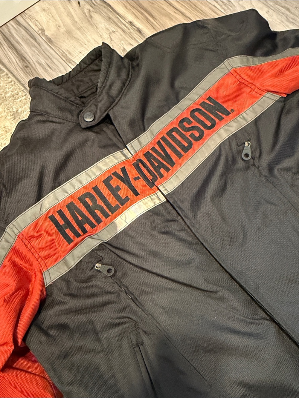 Harley-Davidson Black & Orange Reflective Riding Jacket - Picture 2 of 7